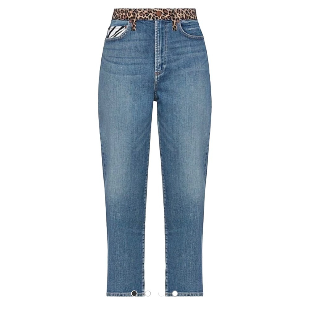 Alice + Olivia Amazing High Rise Girlfriend Slim Straight Animal Print Jeans 32 - Picture 3 of 16